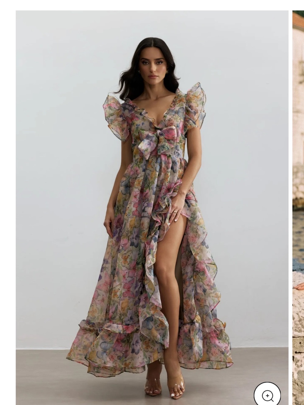Floral Ruffled Maxi Skirt in Pastel Multicolor